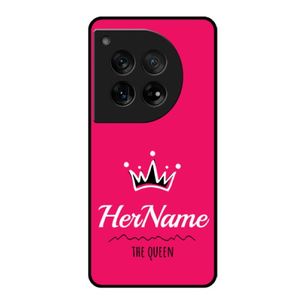 OnePlus 12 5G Custom Glass Phone Case - Queen With Name Design OnePlus 12 5G Custom Glass Phone Case - Queen With Name Design