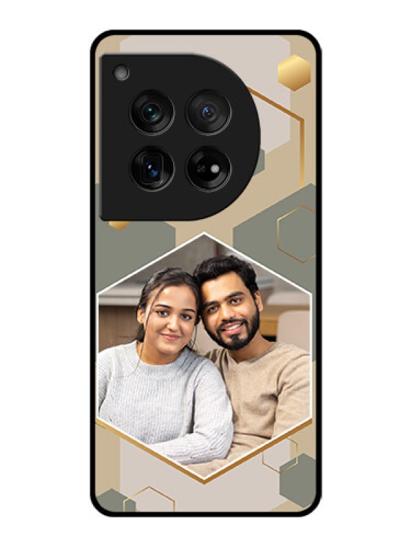 Custom OnePlus 12 5G Custom Glass Phone Case - Stylish Hexagon Pattern Design