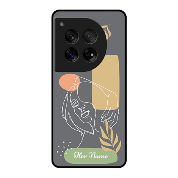 OnePlus 12 5G Custom Glass Phone Case - Gazing Woman Line Art Design OnePlus 12 5G Custom Glass Phone Case - Gazing Woman Line Art Design