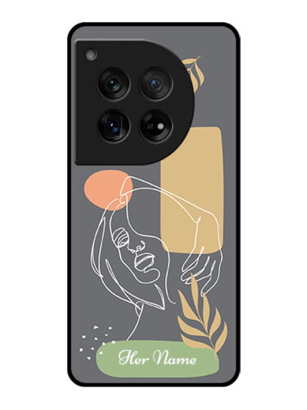 Custom OnePlus 12 5G Custom Glass Phone Case - Gazing Woman Line Art Design