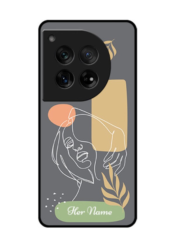 OnePlus 12 5G Custom Glass Phone Case - Gazing Woman Line Art Design
