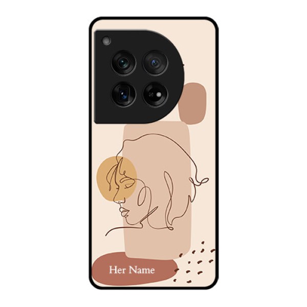 OnePlus 12 5G Custom Glass Phone Case - Calm Woman Line Art Design OnePlus 12 5G Custom Glass Phone Case - Calm Woman Line Art Design