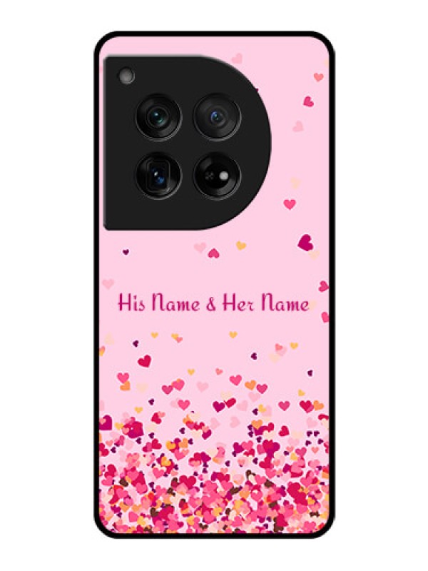 Custom OnePlus 12 5G Custom Glass Phone Case - Floating Hearts Design