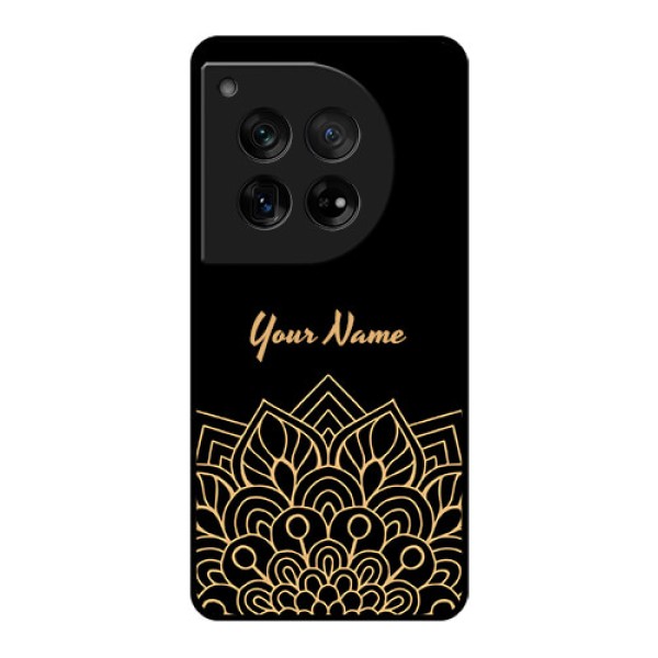 OnePlus 12 5G Custom Glass Phone Case - Golden Mandala Design OnePlus 12 5G Custom Glass Phone Case - Golden Mandala Design