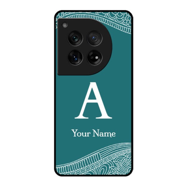 OnePlus 12 5G Custom Glass Phone Case - Line Art Pattern With Custom Name Design OnePlus 12 5G Custom Glass Phone Case - Line Art Pattern With Custom Name Design