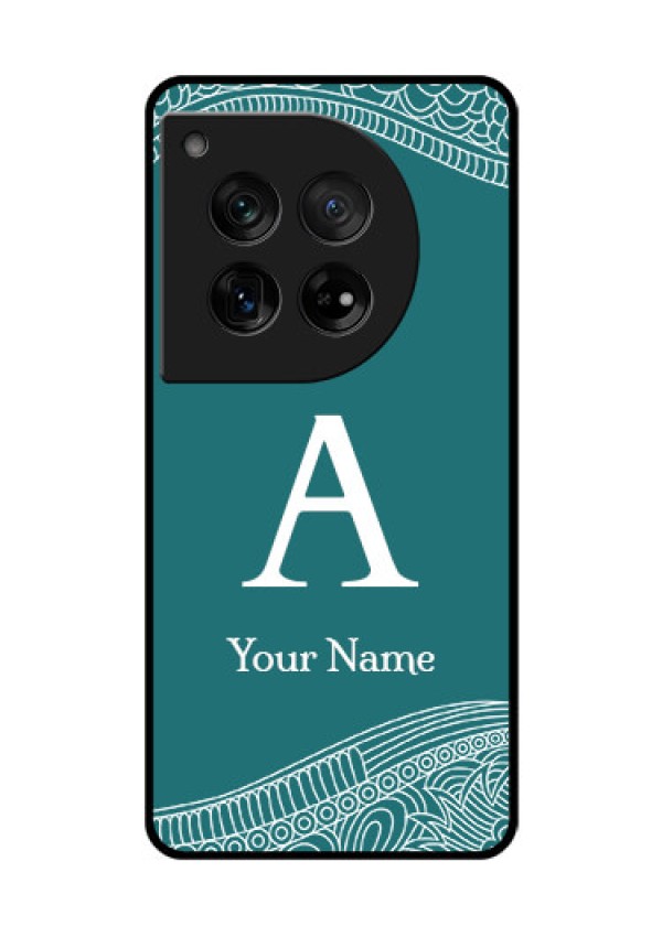 OnePlus 12 5G Custom Glass Phone Case - Line Art Pattern With Custom Name Design