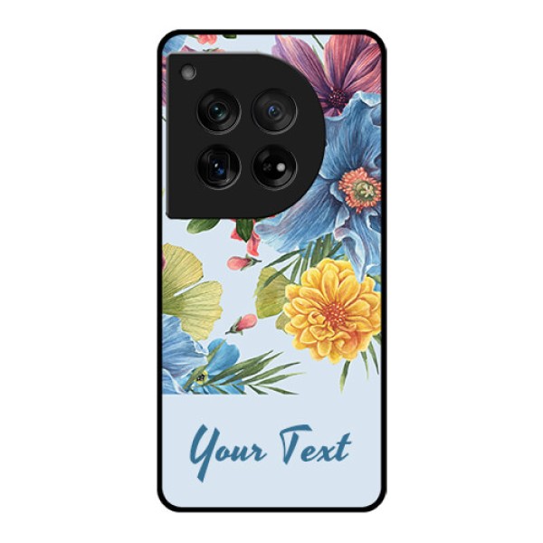 OnePlus 12 5G Custom Glass Phone Case - Stunning Watercolored Flowers Painting Design