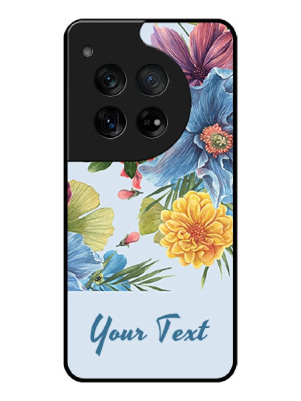 Custom OnePlus 12 5G Custom Glass Phone Case - Stunning Watercolored Flowers Painting Design