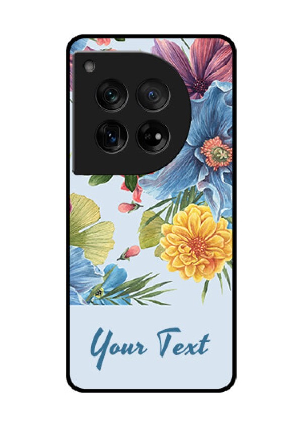 OnePlus 12 5G Custom Glass Phone Case - Stunning Watercolored Flowers Painting Design