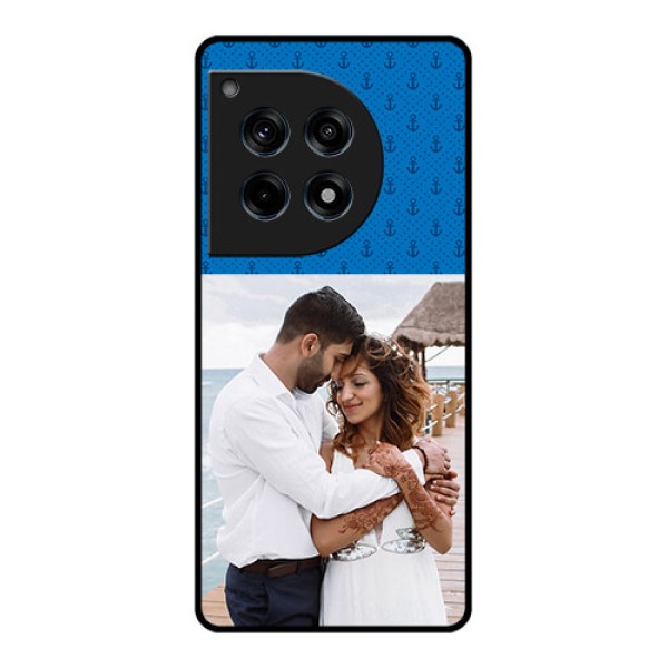 Oneplus 12R 5G Custom Glass Phone Case - Blue Anchors Design