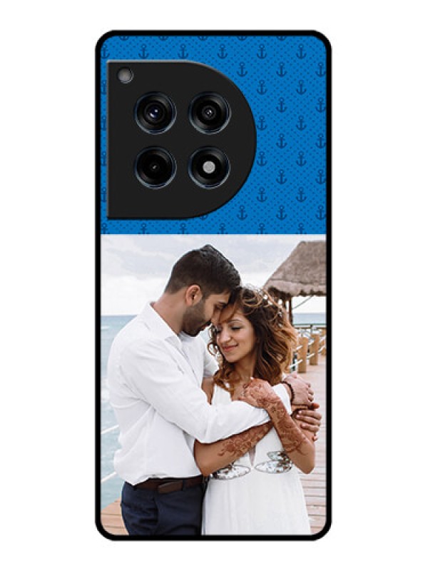 Custom Oneplus 12R 5G Custom Glass Phone Case - Blue Anchors Design