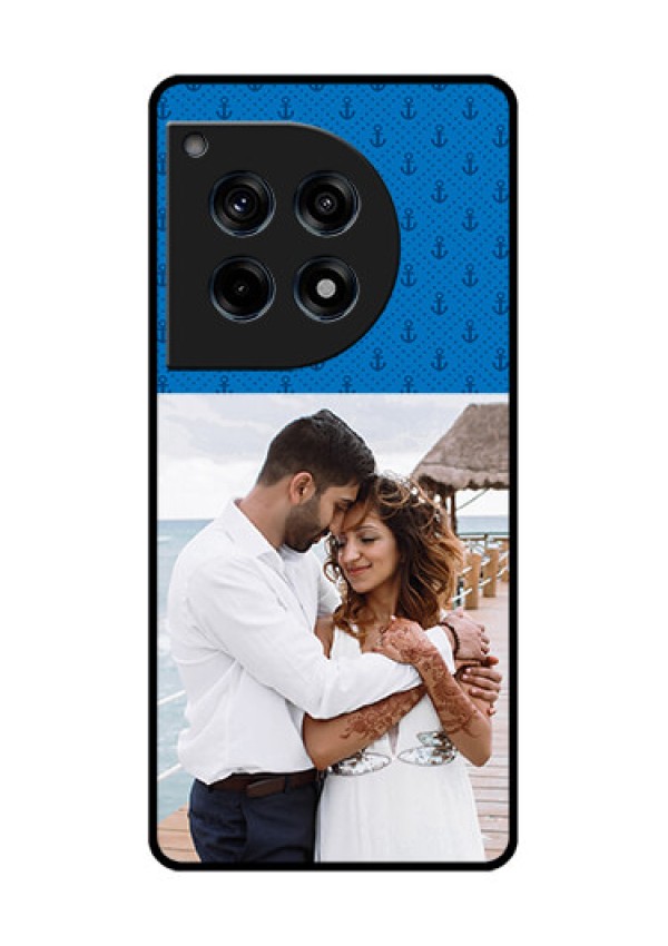 Oneplus 12R 5G Custom Glass Phone Case - Blue Anchors Design