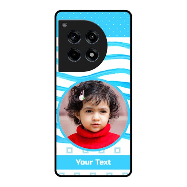 Oneplus 12R 5G Custom Glass Phone Case - Simple Blue Case Design Oneplus 12R 5G Custom Glass Phone Case - Simple Blue Case Design