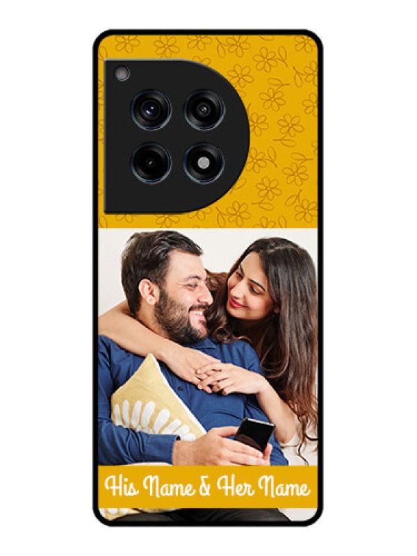 Custom Oneplus 12R 5G Custom Glass Phone Case - Yellow Floral Design
