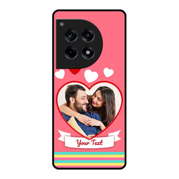 Oneplus 12R 5G Custom Glass Phone Case - Love Shapes Doodle Design