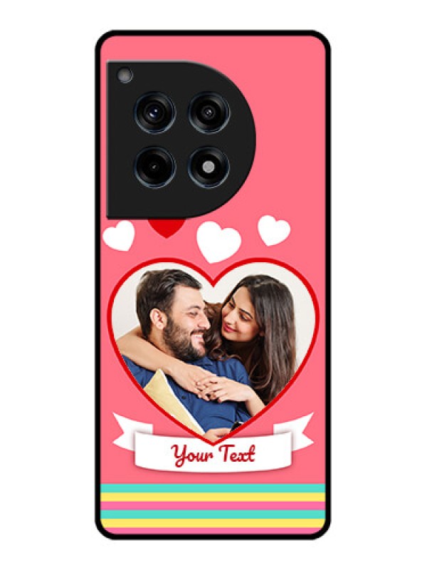 Custom Oneplus 12R 5G Custom Glass Phone Case - Love Shapes Doodle Design