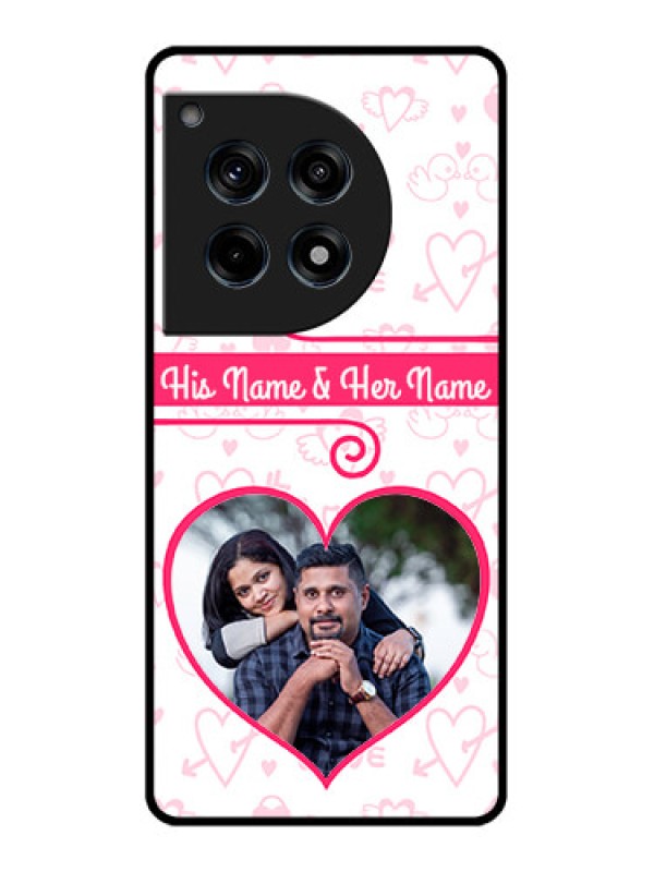 Custom Oneplus 12R 5G Custom Glass Phone Case - Heart Shape Love Design