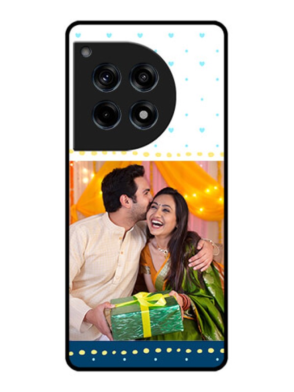 Custom Oneplus 12R 5G Custom Glass Phone Case - White And Blue Abstract Design