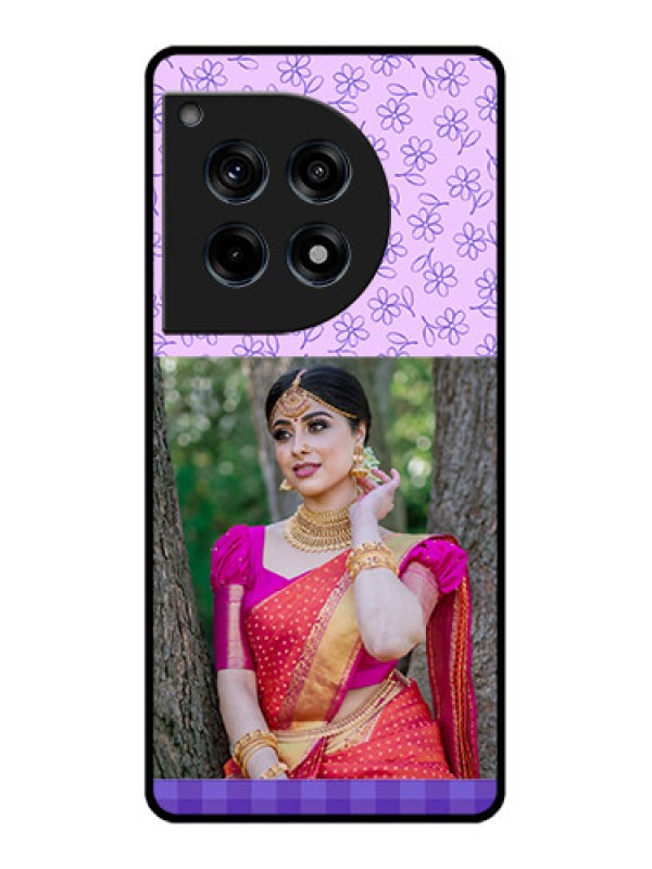 Custom Oneplus 12R 5G Custom Glass Phone Case - Purple Floral Design