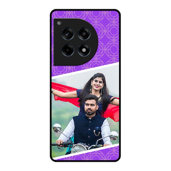 Oneplus 12R 5G Custom Glass Phone Case - Violet Color Pattern Design