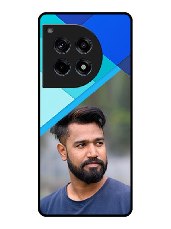 Custom Oneplus 12R 5G Custom Glass Phone Case - Blue Pattern Design