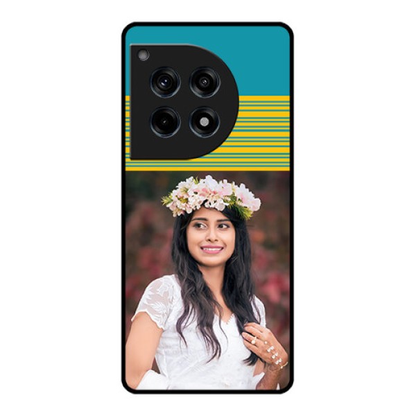 Oneplus 12R 5G Custom Glass Phone Case - Yellow & Blue Design