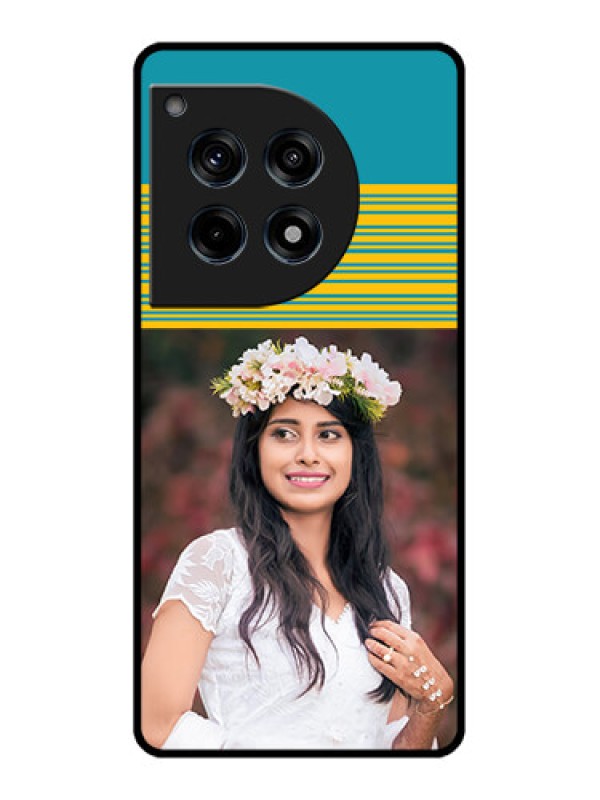 Custom Oneplus 12R 5G Custom Glass Phone Case - Yellow & Blue Design