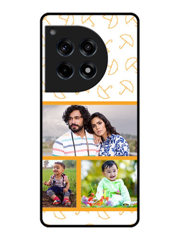 Custom Oneplus 12R 5G Custom Glass Phone Case - Yellow Pattern Design