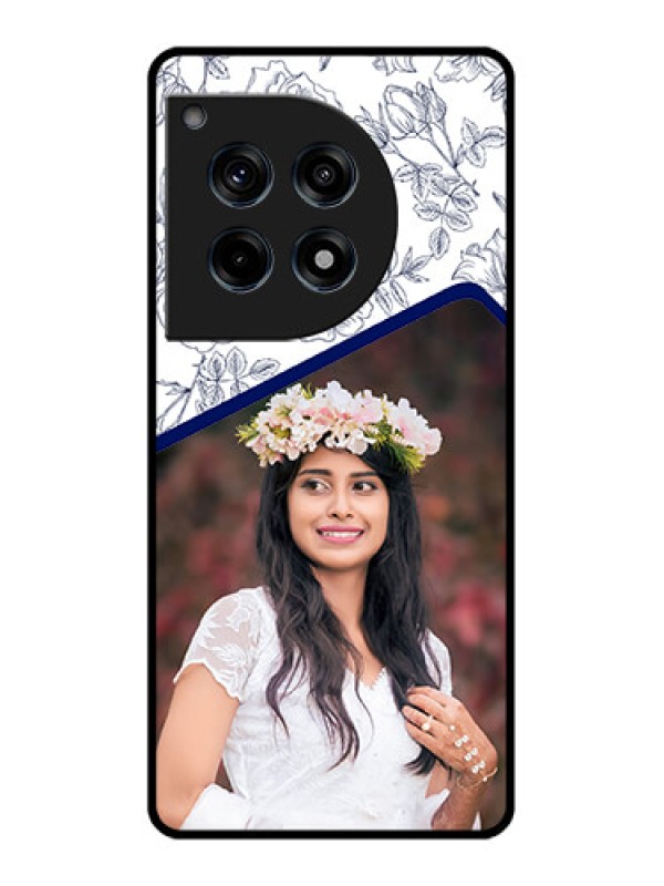 Custom Oneplus 12R 5G Custom Glass Phone Case - Classy Floral Design