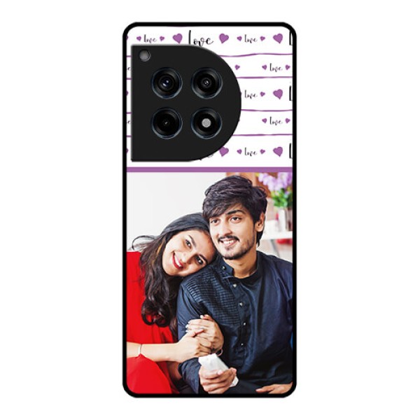 Oneplus 12R 5G Custom Glass Phone Case - Couples Heart Design