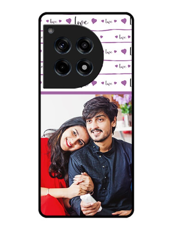 Custom Oneplus 12R 5G Custom Glass Phone Case - Couples Heart Design