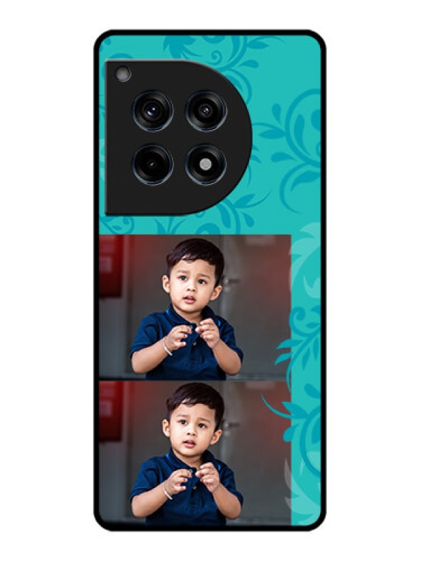 Custom Oneplus 12R 5G Custom Glass Phone Case - With Photo And Green Floral Design