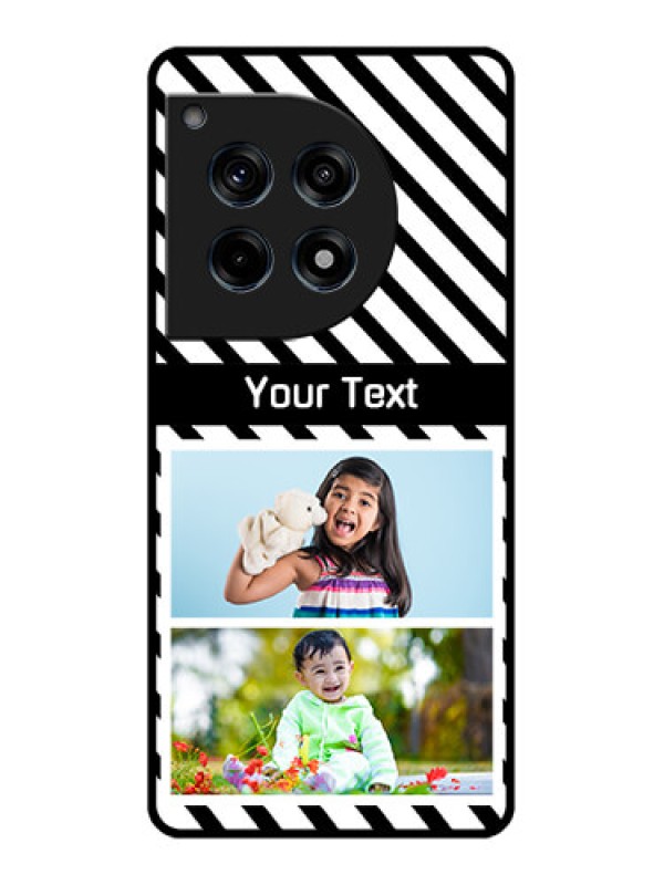 Custom Oneplus 12R 5G Custom Glass Phone Case - Black And White Stripes Design
