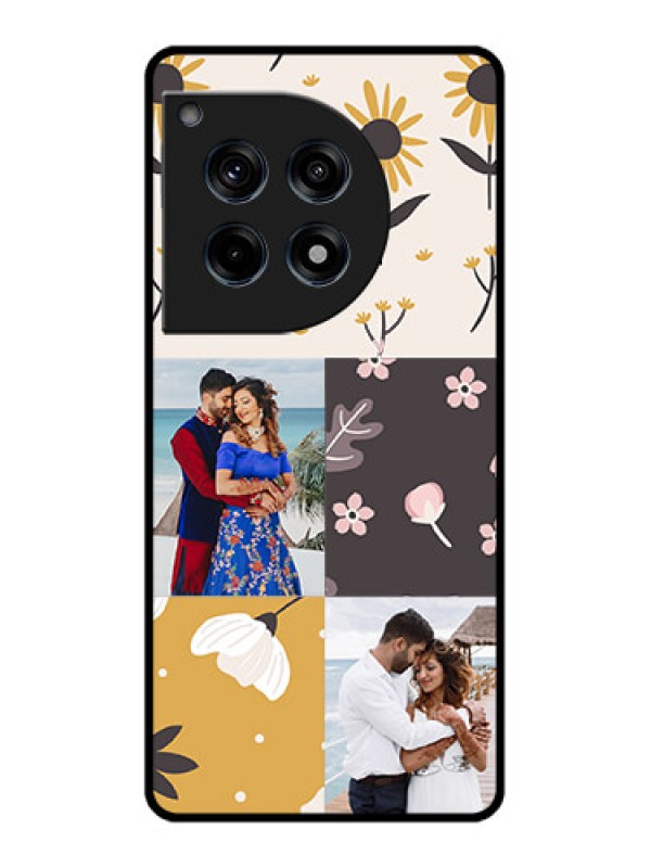 Custom Oneplus 12R 5G Custom Glass Phone Case - 3 Images With Floral Design