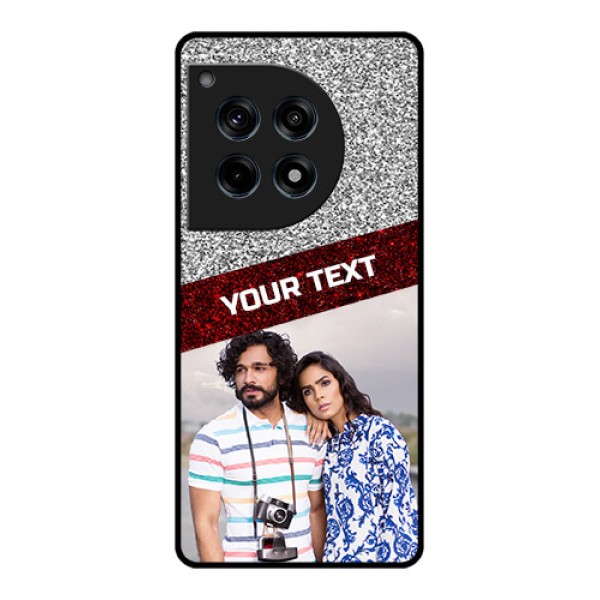 Oneplus 12R 5G Custom Glass Phone Case - Image Holder With Glitter Strip Design