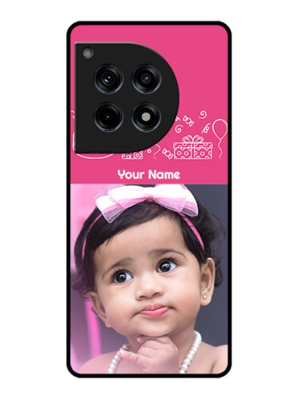 Custom Oneplus 12R 5G Custom Glass Phone Case - With Birthday Line Art Design