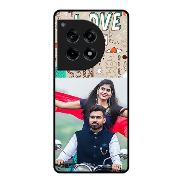 Oneplus 12R 5G Custom Glass Phone Case - Love Doodle Pattern