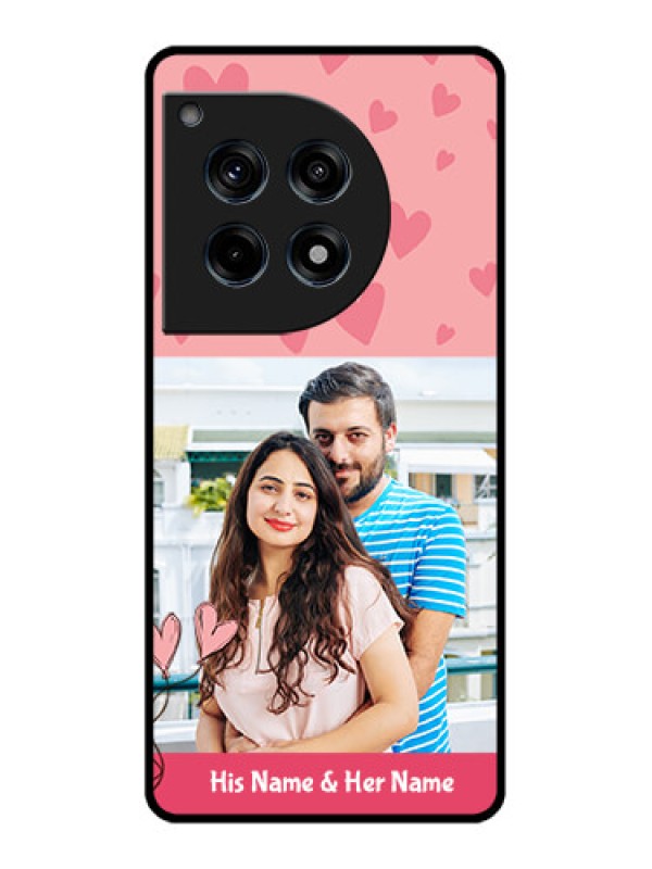 Custom Oneplus 12R 5G Custom Glass Phone Case - Love Design Peach Color