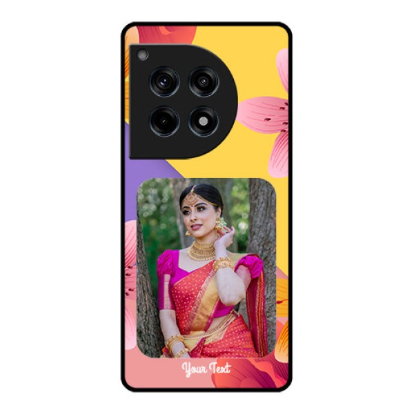 Oneplus 12R 5G Custom Glass Phone Case - 3 Image With Vintage Floral Design Oneplus 12R 5G Custom Glass Phone Case - 3 Image With Vintage Floral Design
