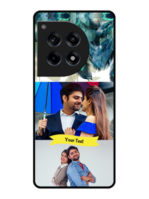 Custom Oneplus 12R 5G Custom Glass Phone Case - Image With Boho Peacock Feather Design
