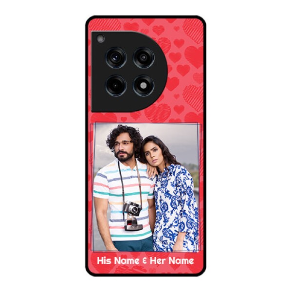 Oneplus 12R 5G Custom Glass Phone Case - With Red Heart Symbols Design Oneplus 12R 5G Custom Glass Phone Case - With Red Heart Symbols Design