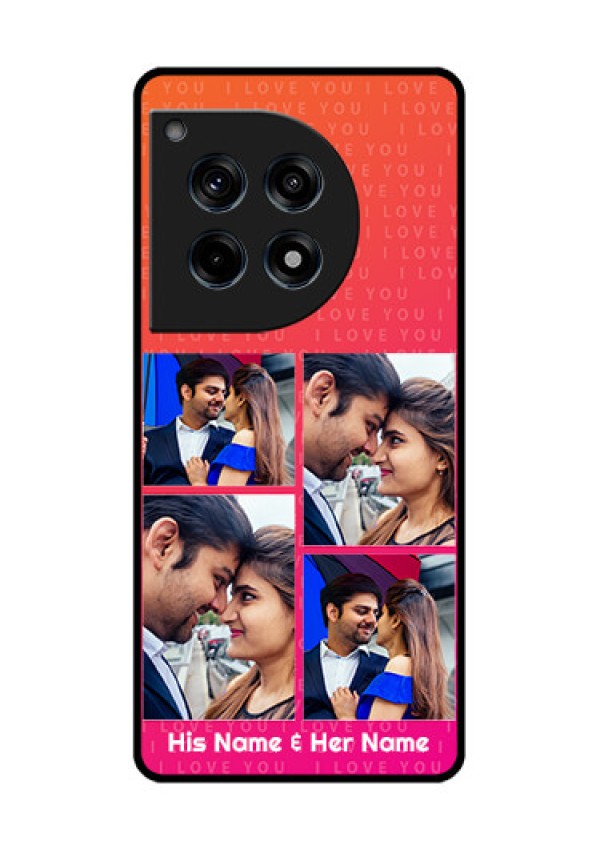 Oneplus 12R 5G Custom Glass Phone Case - I Love You Pink Design
