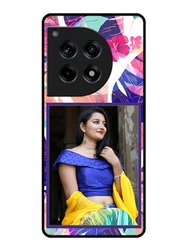 Custom Oneplus 12R 5G Custom Glass Phone Case - Abstract Floral Design