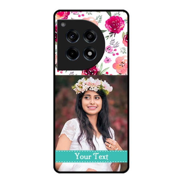 Oneplus 12R 5G Custom Glass Phone Case - Water Colors Floral Design Oneplus 12R 5G Custom Glass Phone Case - Water Colors Floral Design
