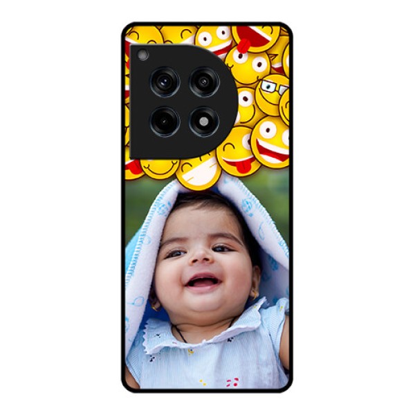 Oneplus 12R 5G Custom Glass Phone Case - With Smiley Emoji Design Oneplus 12R 5G Custom Glass Phone Case - With Smiley Emoji Design