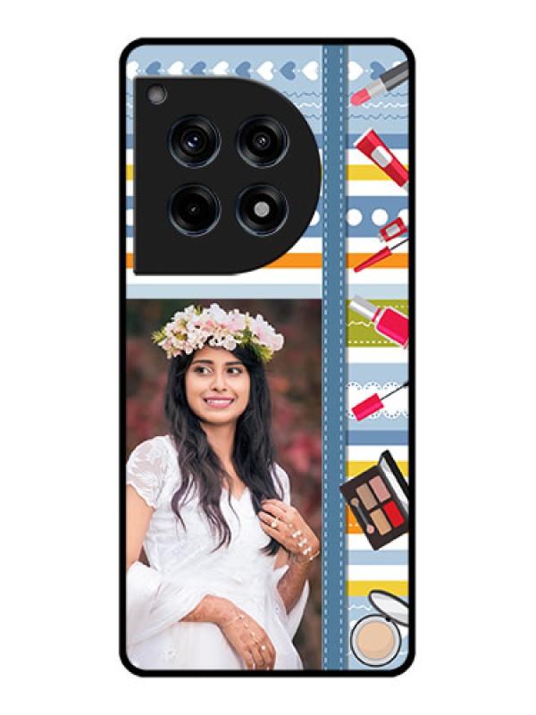 Custom Oneplus 12R 5G Custom Glass Phone Case - Makeup Icons Design