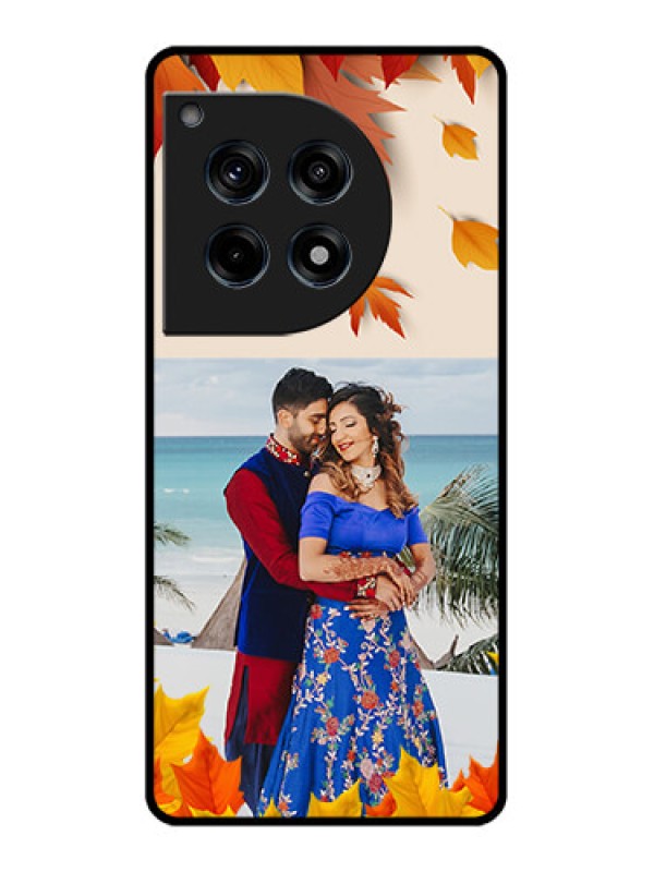 Custom Oneplus 12R 5G Custom Glass Phone Case - Autumn Maple Leaves Design
