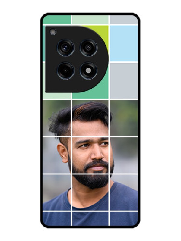 Custom Oneplus 12R 5G Custom Glass Phone Case - With White Box Pattern