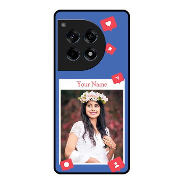 Oneplus 12R 5G Custom Glass Phone Case - Like Share And Comment Design