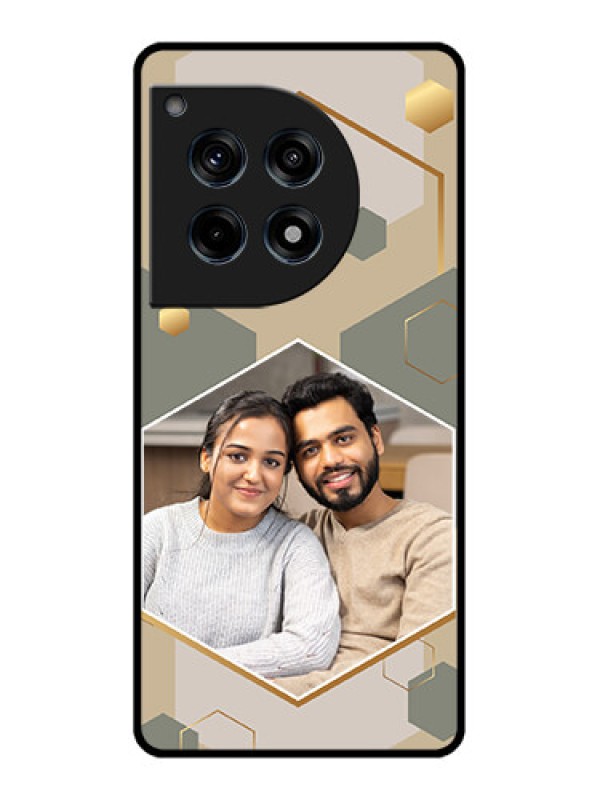 Custom Oneplus 12R 5G Custom Glass Phone Case - Stylish Hexagon Pattern Design
